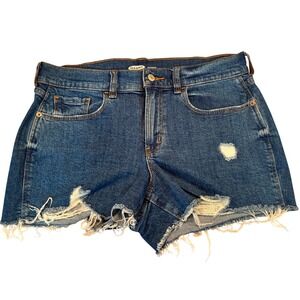 Old Navy Boyfriend Denim Shorts Distressed Frayed Hem Blue Size 8‎
